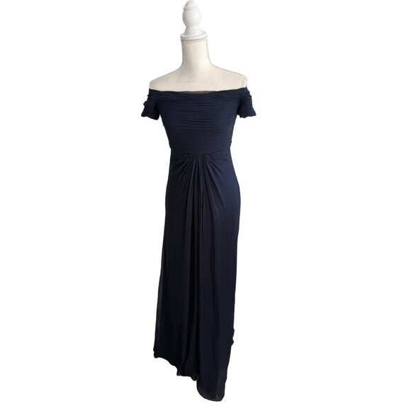 TADSHI SHOJI Vintage Navy Blue Maxi Occasion Gown Size 4 - Picture 6 of 14